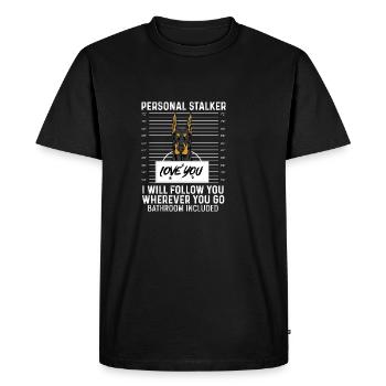Personal Stalker Dog Lover Gift - Men's Premium Organic T-Shirt - black - Front - Nico (187cm)