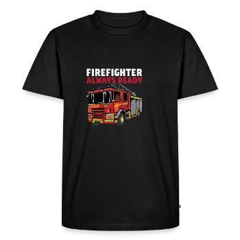 Pompier toujours prêt Travailleur dévoué Ge - T-shirt Premium bio Homme - noir - Devant - Nico (187cm)