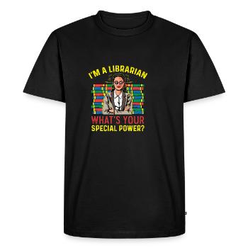 Quel est votre superpouvoir ? Don d’archiviste - T-shirt Premium bio Homme - noir - Devant - Nico (187cm)