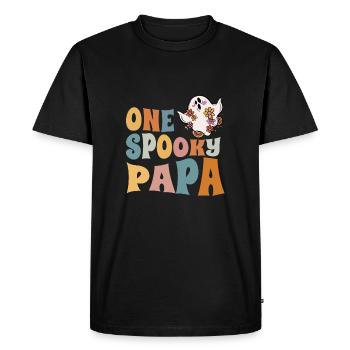 Dad One Spooky Papa Daddy Groovy Halloween Costume - Men's Premium Organic T-Shirt - black - Front - Nico (187cm)