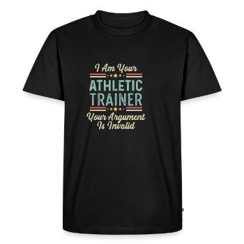Your argument is invalid Strict Trainer Gesche - Men's Premium Organic T-Shirt - black - Front - Nico (187cm)