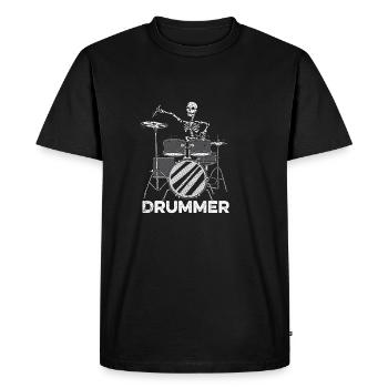 Skeleton drummer Band member Gift - Men's Premium Organic T-Shirt - black - Front - Nico (187cm)