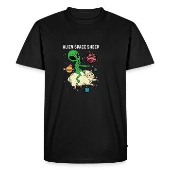 Alien Space Sheep Astronaut or Space Pilot Ges - Men's Premium Organic T-Shirt - black - Front - Nico (187cm)