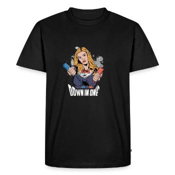 Down dans un cadeau de barman cool - T-shirt Premium bio Homme - noir - Devant - Nico (187cm)