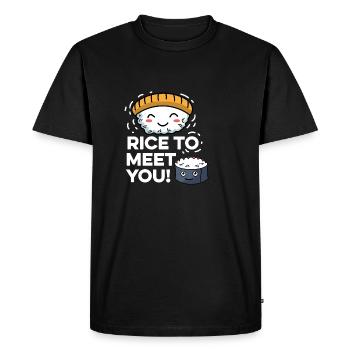 Du riz pour apprendre à vous connaître! Personne amicale G - T-shirt Premium bio Homme - noir - Devant - Nico (187cm)