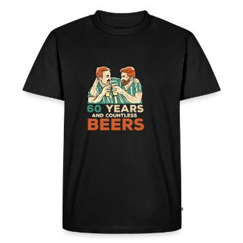 60 ans et d’innombrables bières drôle de fête Bierlie - T-shirt Premium bio Homme - noir - Devant - Nico (187cm)