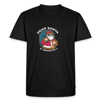 Drôle de pyjama de Noël cher Père Noël moi - T-shirt Premium bio Homme - noir - Devant - Nico (187cm)