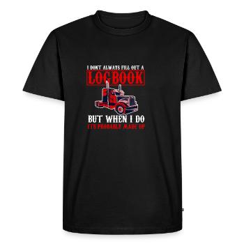 Funny Trucker Logbook Vintage Quote Truck Drivi - Men's Premium Organic T-Shirt - black - Front - Nico (187cm)