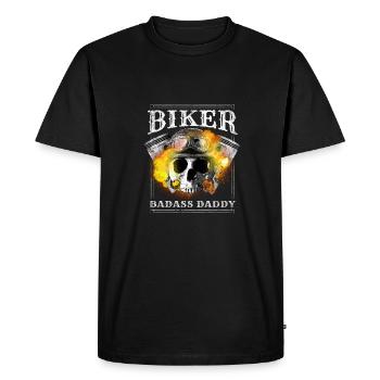 Biker Badass Daddy Motorcycle - Men's Premium Organic T-Shirt - black - Front - Nico (187cm)