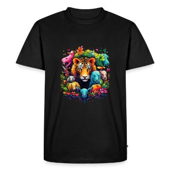 Tiger in the jungle - Men's Premium Organic T-Shirt - black - Front - Nico (187cm)