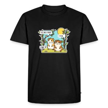 Deux copains hamsters - l’un qui sent drôle - T-shirt Premium bio Homme - noir - Devant - Nico (187cm)