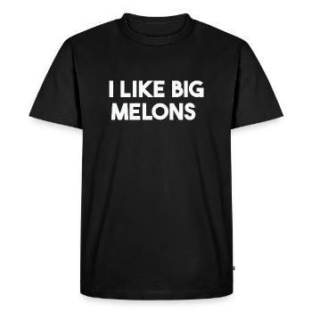 Big Melons Gift Idea Big Melons Funny Humor - Men's Premium Organic T-Shirt - black - Front - Nico (187cm)