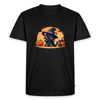 Halloween Black Kitten - Men's Premium Organic T-Shirt - black - Front - Nico (187cm)
