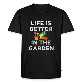 La vie de jardin est meilleure dans le jardin cadeau - T-shirt Premium bio Homme - noir - Devant - Nico (187cm)