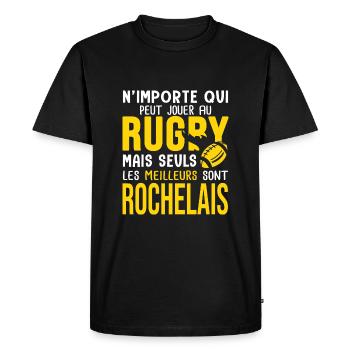 Rugby La Rochelle supporter rochelais club rugby - T-shirt Premium bio Homme - noir - Devant - Nico (187cm)