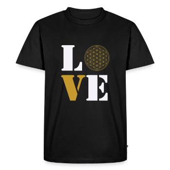 Amour fleur de vie - T-shirt Premium bio Homme - noir - Devant - Nico (187cm)