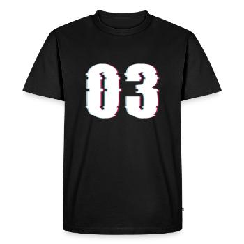 Three 3 Three 03 Number Effect Distorted Number - Men's Premium Organic T-Shirt - black - Front - Nico (187cm)