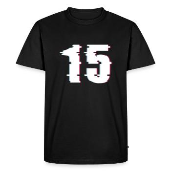 15 Fifteen Number Effect Distorted Number - Men's Premium Organic T-Shirt - black - Front - Nico (187cm)
