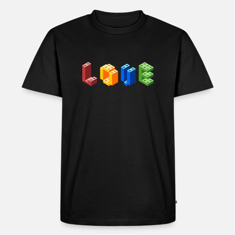 Bausteine Love - Männer Premium Bio T-Shirt - Schwarz