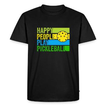 des gens heureux jouent au pickleball - T-shirt Premium bio Homme - noir - Devant - Nico (187cm)