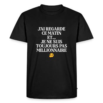 Pauvre pas millionnaire - T-shirt Premium bio Homme - noir - Devant - Nico (187cm)