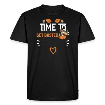 Time To Get Basted - Thanksgiving - Men's Premium Organic T-Shirt - black - Front - Nico (187cm)