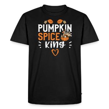 Pumpkin Spice King - Thanksgiving - Men's Premium Organic T-Shirt - black - Front - Nico (187cm)