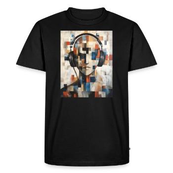 Visage abstrait Tête abstraite avec casque - T-shirt Premium bio Homme - noir - Devant - Nico (187cm)