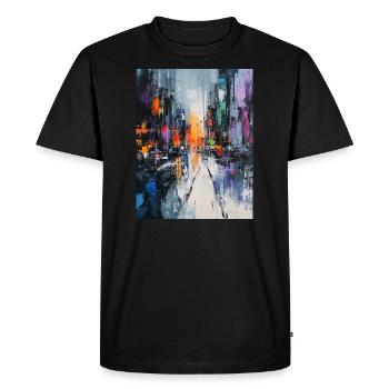 Abstrait ville colorée sous la pluie - T-shirt Premium bio Homme - noir - Devant - Nico (187cm)
