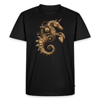 Hippocampe Steampunk - T-shirt Premium bio Homme - noir - Devant - Nico (187cm)
