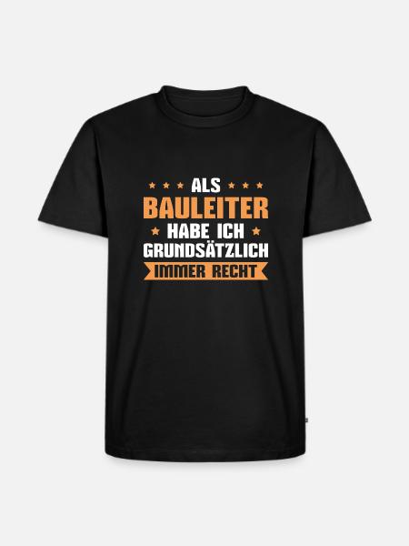Bauleitung Baustelle Chef Bauleiter - Männer Premium Bio T-Shirt - Schwarz