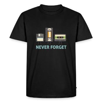 Never Forget Floppy Disk Video Tape Cassette - Men's Premium Organic T-Shirt - black - Front - Nico (187cm)