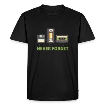 Never Forget Floppy Disk Video Tape Cassette - Men's Premium Organic T-Shirt - black - Front - Nico (187cm)