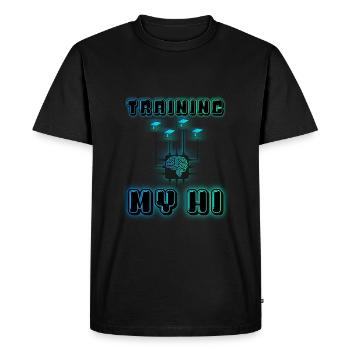 TRAINING MY HI (Intelligence Humaine) - T-shirt Premium bio Homme - noir - Devant - Nico (187cm)