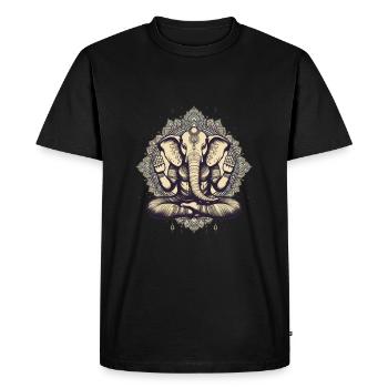 Éléphant de yoga - T-shirt Premium bio Homme - noir - Devant - Nico (187cm)