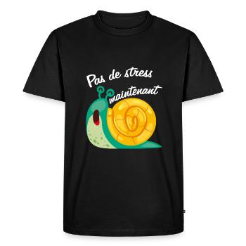 Pas de stress escargot drôle et endormi - T-shirt Premium bio Homme - noir - Devant - Nico (187cm)