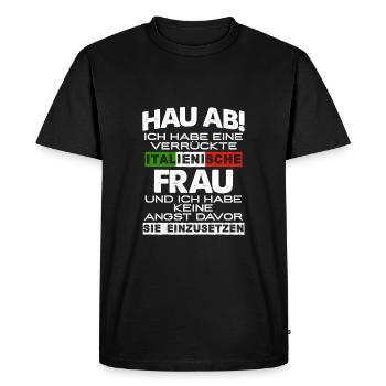 Ich habe eine verrückte italienische Frau... - Männer Premium Bio T-Shirt - Schwarz - Vorne - Nico (187cm)