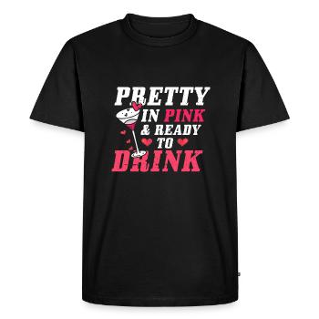 Jolies en T-shirts roses et prêts à boire - T-shirt Premium bio Homme - noir - Devant - Nico (187cm)