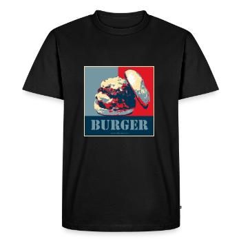 Das ultimative Burgermotiv! - Männer Premium Bio T-Shirt - Schwarz - Vorne - Nico (187cm)