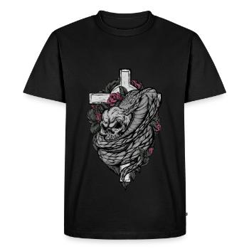 Motif crâne - T-shirt Premium bio Homme - noir - Devant - Nico (187cm)