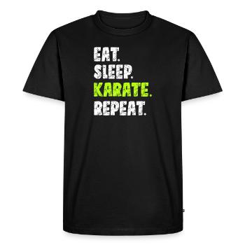 Manger Sommeil Karaté Répéter | Karaté Art Martial - T-shirt Premium bio Homme - noir - Devant - Nico (187cm)