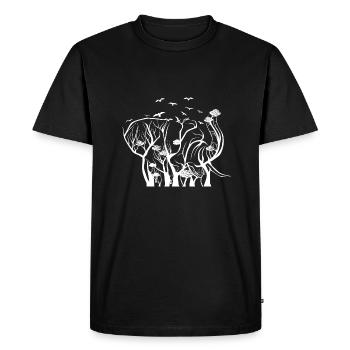 Drôle Hippie Elephant T-Shirt Tree Elephants S - T-shirt Premium bio Homme - noir - Devant - Nico (187cm)