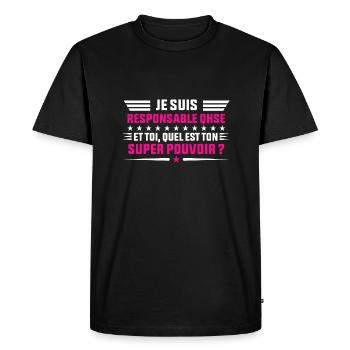Je Suis Responsable QHSE idée cadeau femme shirt - T-shirt Premium bio Homme - noir - Devant - Nico (187cm)