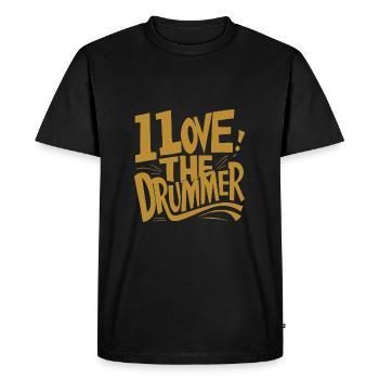 J’adore le batteur - j’adore la batterie - T-shirt Premium bio Homme - noir - Devant - Nico (187cm)
