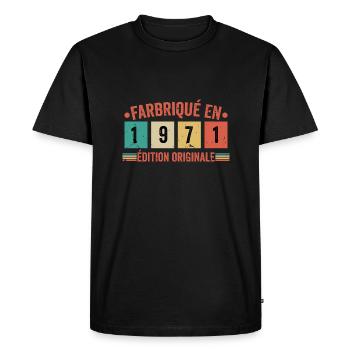 Fabriqué En 1971 édition Originale Cadeau d'anniv - T-shirt Premium bio Homme - noir - Devant - Nico (187cm)
