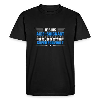 je suis Aide soignant idée cadeau Aide soignant - T-shirt Premium bio Homme - noir - Devant - Nico (187cm)