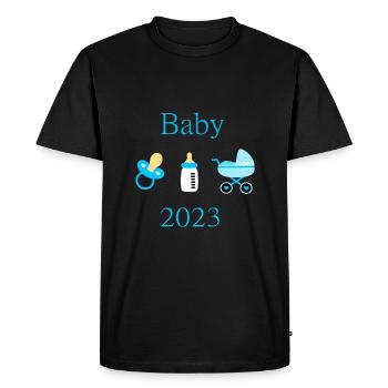 Baby 2023 Birth Boy template customizable - Men's Premium Organic T-Shirt - black - Front - Nico (187cm)