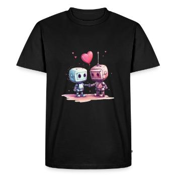 Robots in love - Men's Premium Organic T-Shirt - black - Front - Nico (187cm)