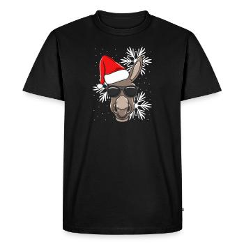 Drôles d’ânes de Noël amateurs - T-shirt Premium bio Homme - noir - Devant - Nico (187cm)