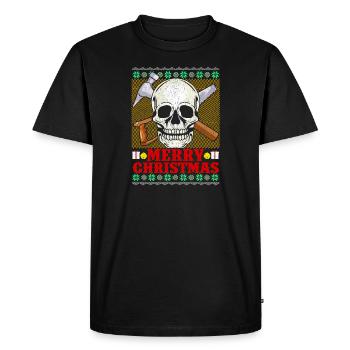Funny Vintage Carpenter Woodworking Christmas - Men's Premium Organic T-Shirt - black - Front - Nico (187cm)
